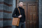 Green Leather Men's Messenger Bag