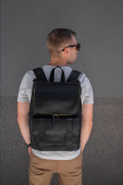 California Black Leather Travel Backpack
