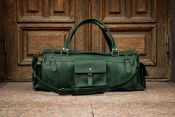 Круглая дорожная сумка из зелёной кожи Crazy Horse Круглая дорожная сумка из зелёной кожи Crazy Horse