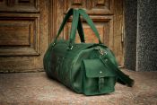 Круглая дорожная сумка из зелёной кожи Crazy Horse Круглая дорожная сумка из зелёной кожи Crazy Horse