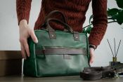 Мужской саквояж Баффетт из зеленой кожи Мужской саквояж Баффетт из зеленой кожи