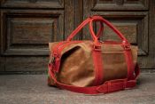 Кожаная мужская сумка для спорт зала табачного цвета Кожаная мужская сумка для спорт зала табачного цвета