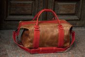 Кожаная мужская сумка для спорт зала табачного цвета Кожаная мужская сумка для спорт зала табачного цвета