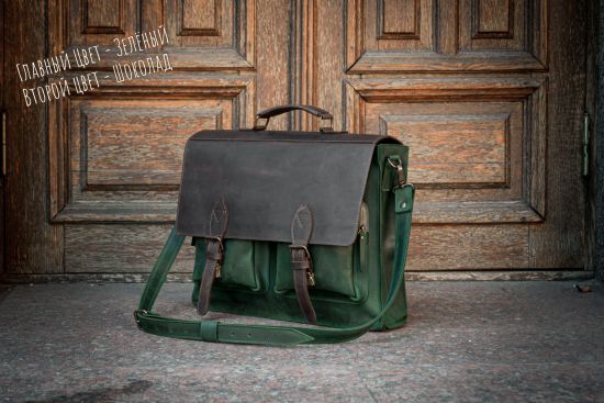 Leather men's briefcase Bronx for laptop and documents