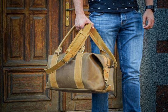 Спортивная сумка DS из комбинированной винтажной кожи