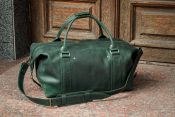 Кожаная мужская дорожная сумка зеленого цвета