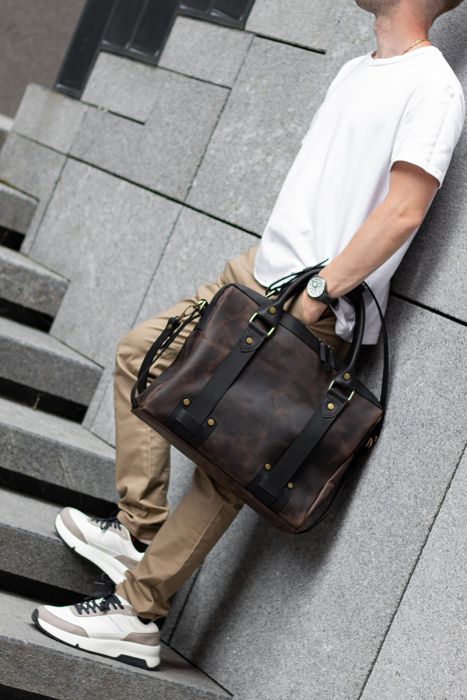 Чоловіча шкіряна сумка СтильМен для ноутбука та документів