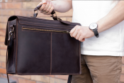 Bronx men's briefcase made of brown leather