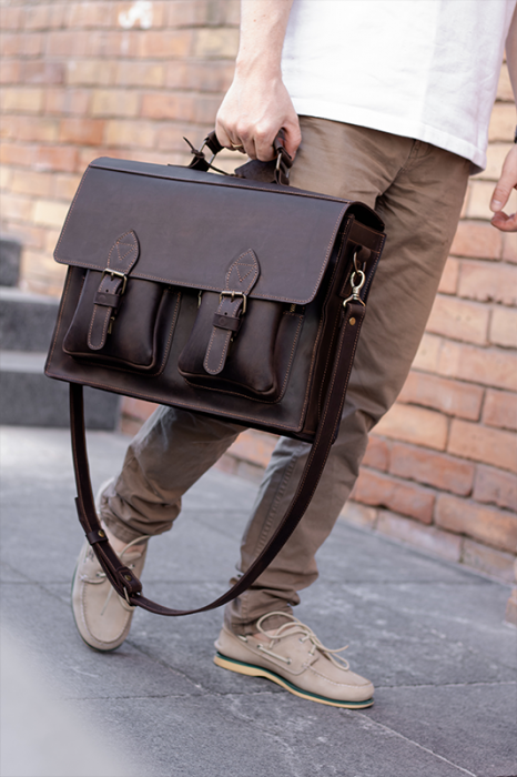 Bronx men's briefcase made of brown leather