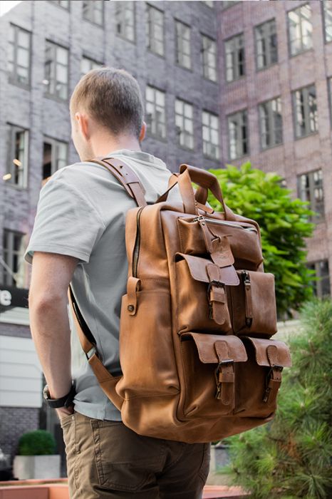 Men's leather backpack JACOB for laptop