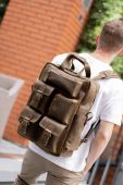 Шкіряний рюкзак з кишенями Джейкоб ручної роботи Шкіряний рюкзак з кишенями Джейкоб ручної роботи