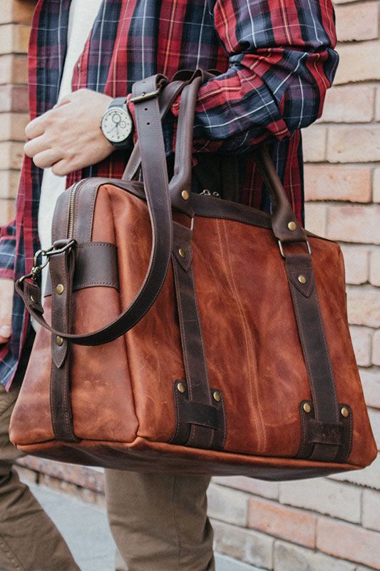 Men's leather travel bag Style Men